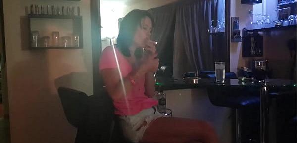  Showing off my small pussy and round ass while smoking and wearing a short skirt
